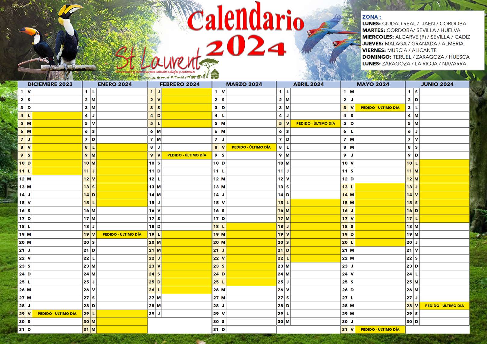 Calendario España amarilla